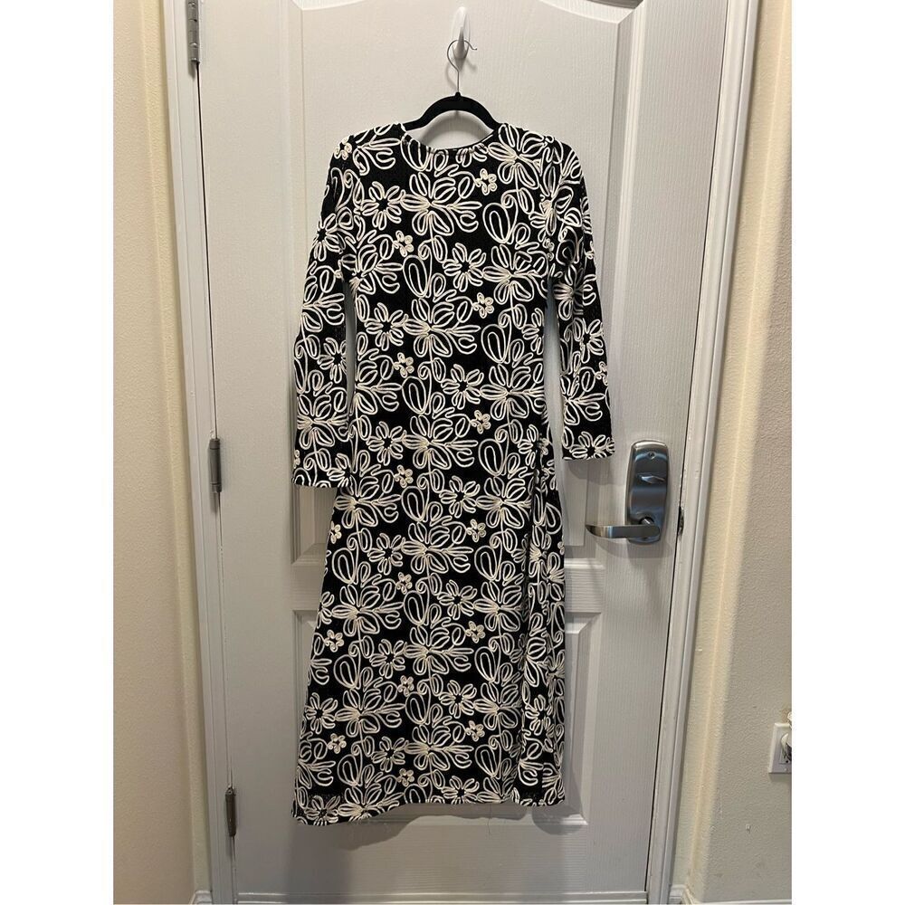 MON RENN KAMALI MIDI DRESS BLACK AND WHITE -VACATION size S NWT$259 - Picture 4 of 7